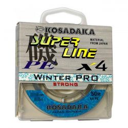 Плетеный шнур зимний Kosadaka Super Line PE X4 Winter Pro 50м 0.14мм 8.2кг Белый
